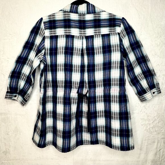 Vintage DCC Missy Casual Women Blue White Plaid Sz Medium 100% Cotton Pockets - Picture 9 of 16